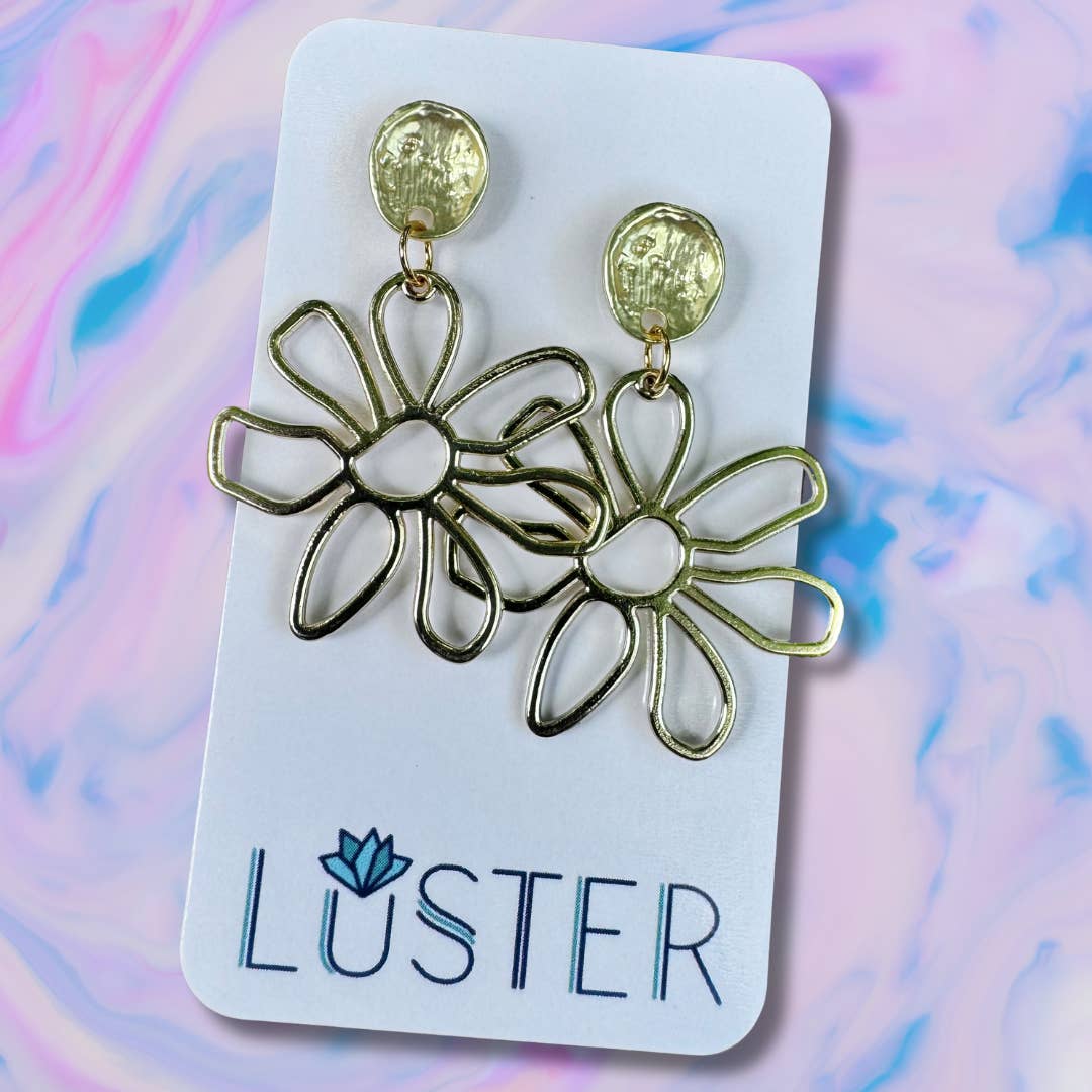 Happy Flower Earrings Dangle Unique Statement