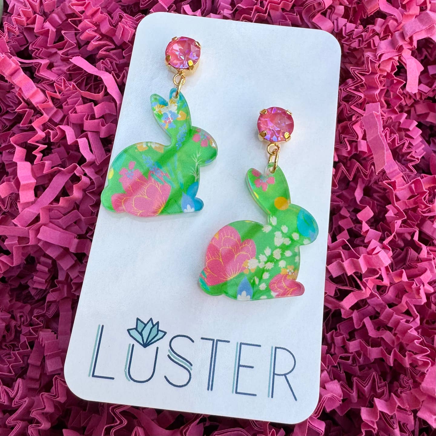 Spring Easter Bunny Rabbit Acrylic Lightweight Earrings