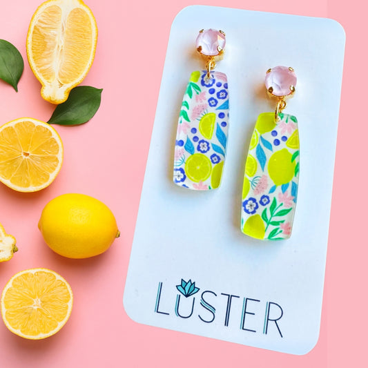 Floral & Citrus Acrylic Drop Lightweight Unique Earrings