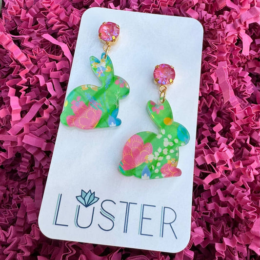 Spring Easter Bunny Rabbit Acrylic Lightweight Earrings