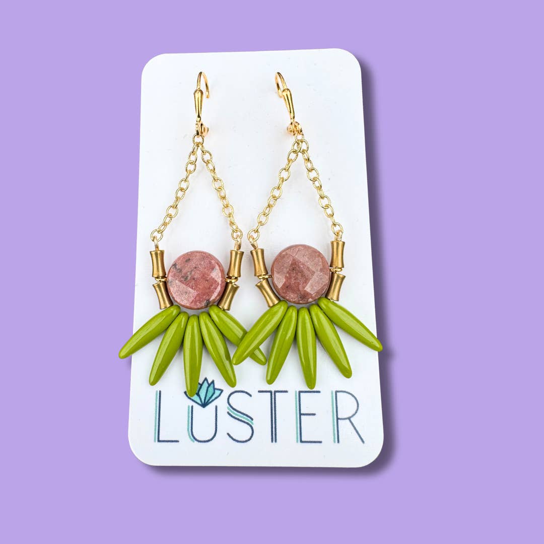Bold Brass and Stone Earrings