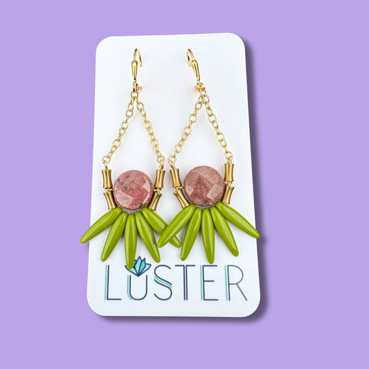 Bold Brass and Stone Earrings