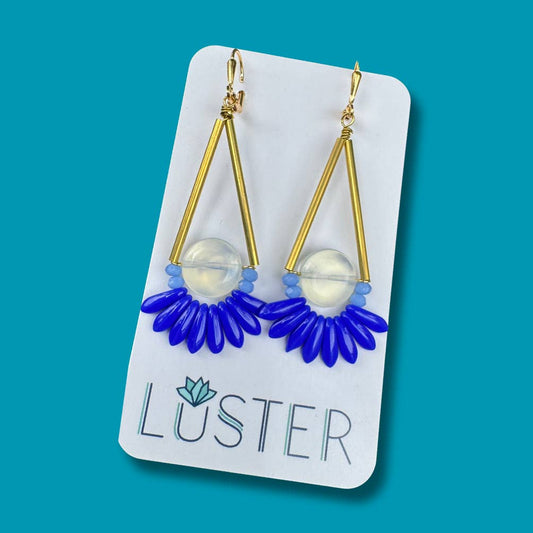 Brass and Stone Statement Earrings