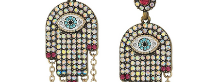 Pave Hamsa Evil Eye Earrings