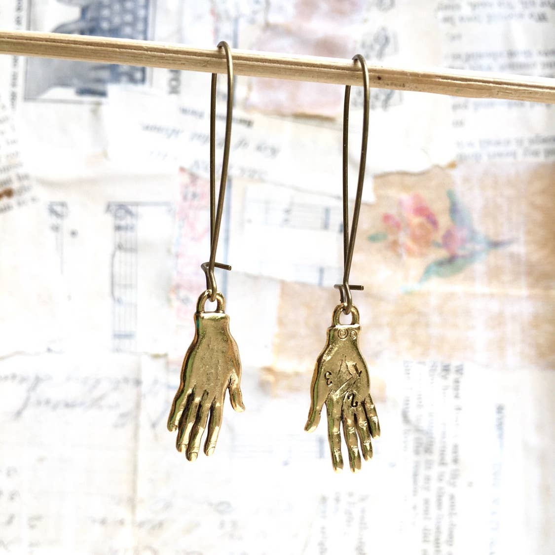 Gold Long Boho Palm Reader Earrings