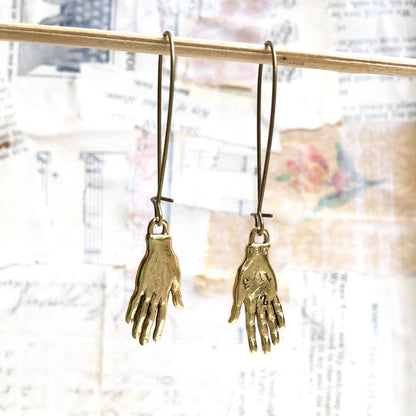 Gold Long Boho Palm Reader Earrings