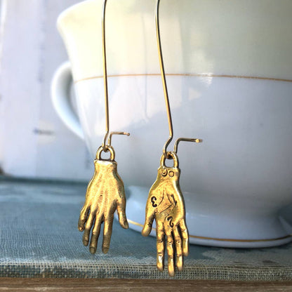 Gold Long Boho Palm Reader Earrings