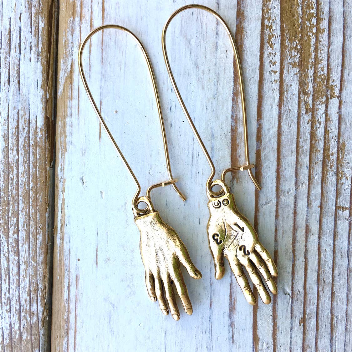 Gold Long Boho Palm Reader Earrings
