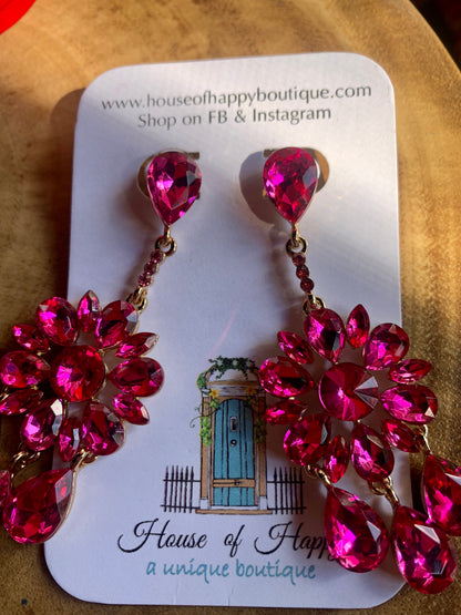 Hot Pink Crystal Earrings